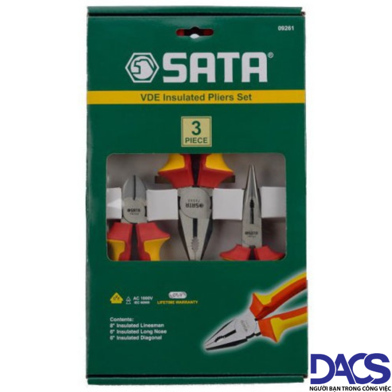 Bộ kềm cách điện Sata 09261 - 3 chi tiết