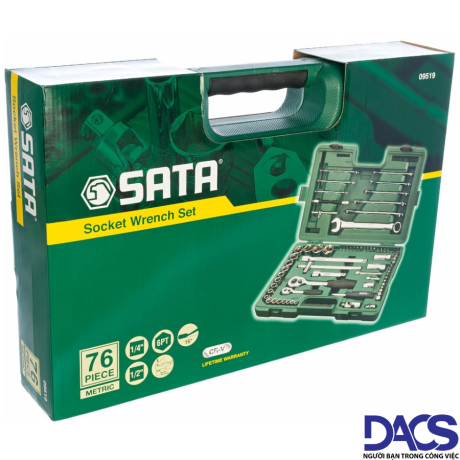 Bộ đầu tuýp Sata 09519 - 76 chi tiết 1/4" và 1/2"